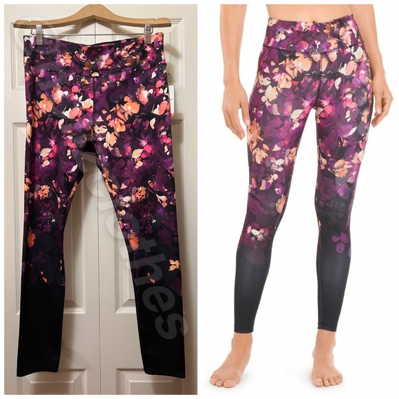 Jockey Sueded Interlock Ombré Floral Print Leggings NWT - Picture 3 of 12